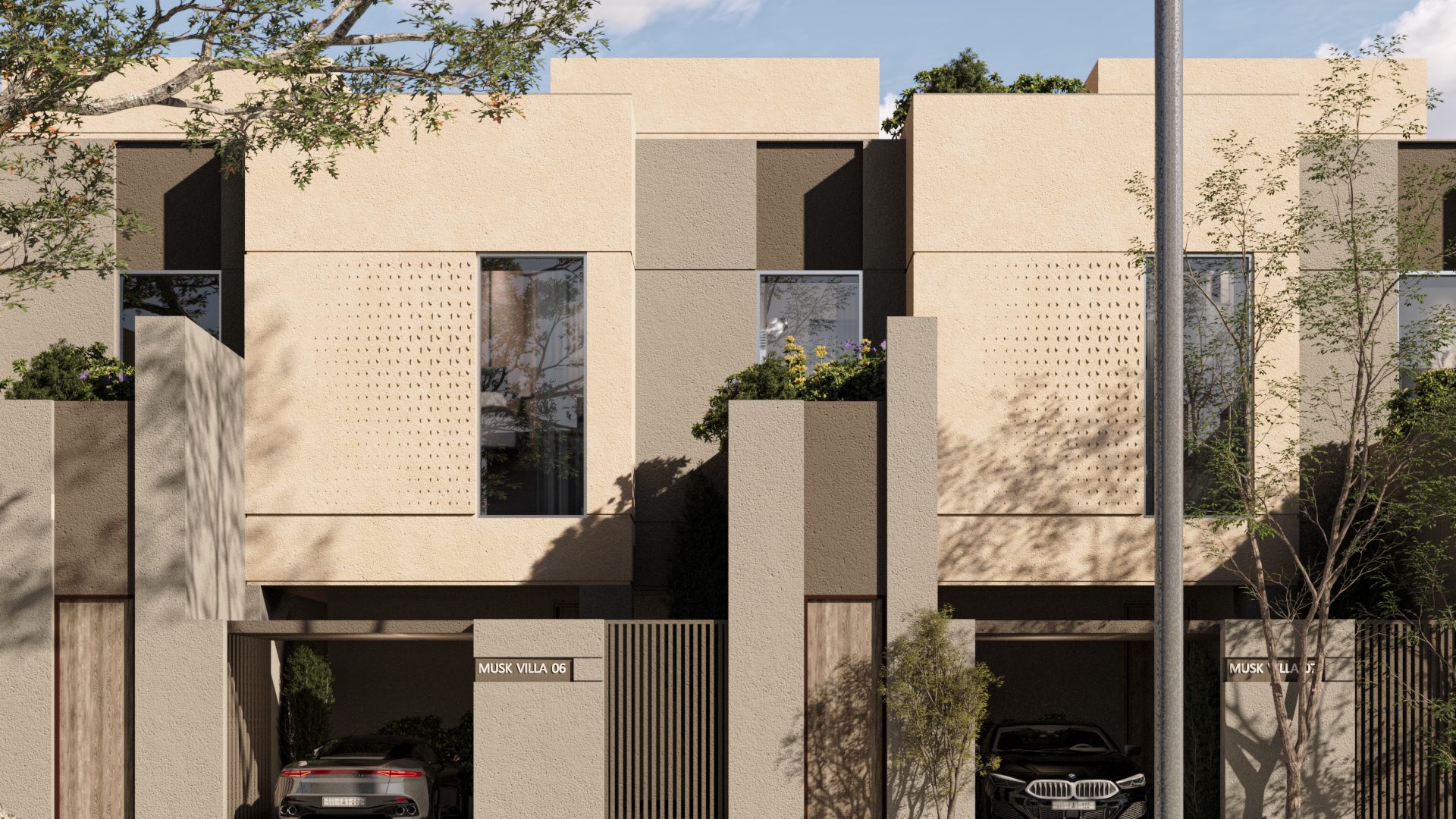 Façade in low light